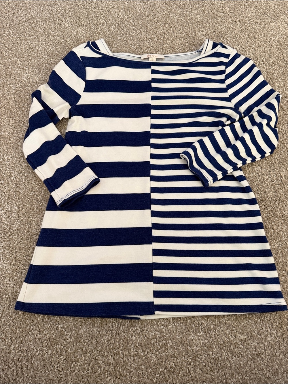 Ella Moss Navy and White Striped Long-Sleeve Tunic